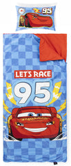 Jay Franco Cars slumber bag and pillow for cozy sleepovers.
