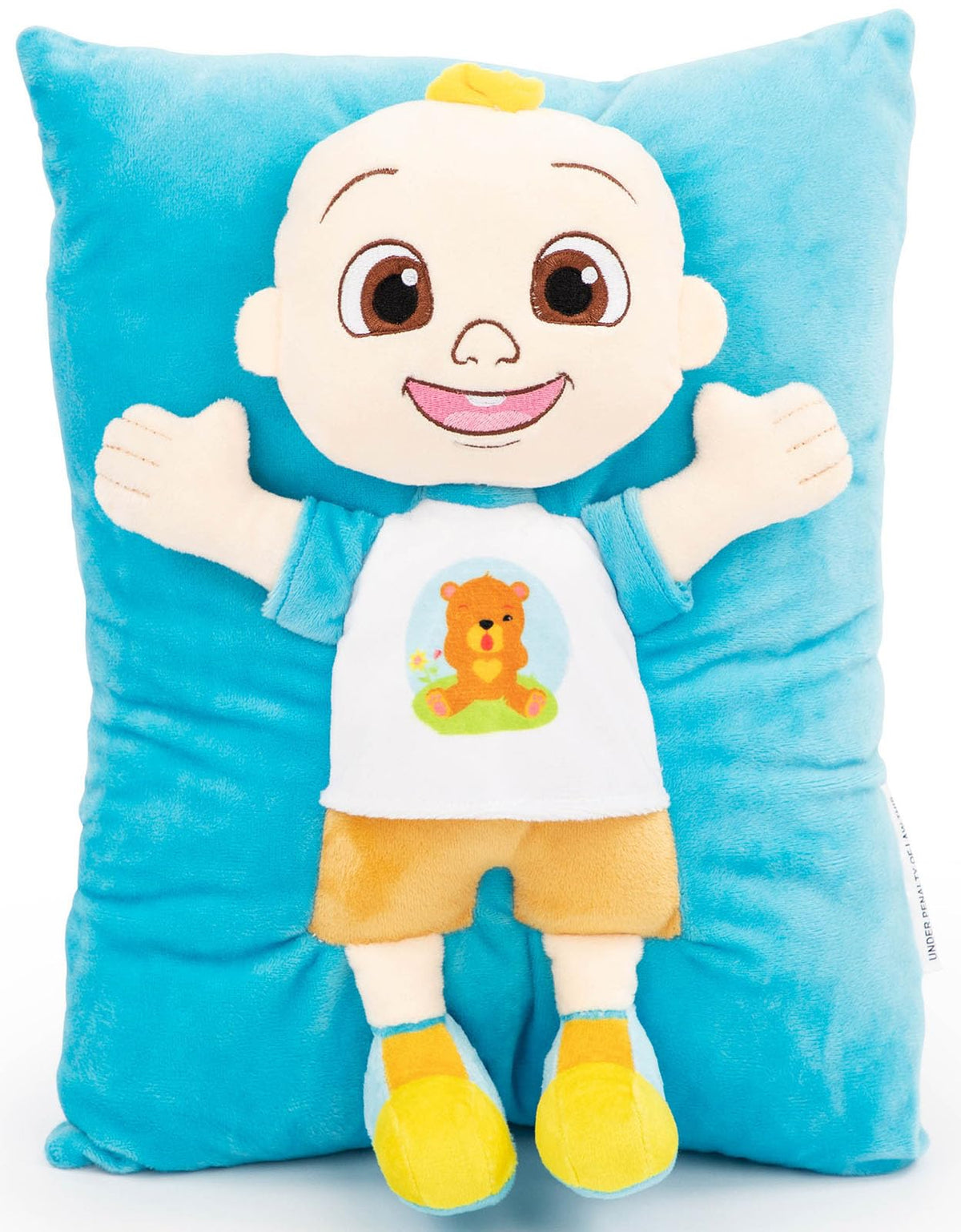 Jay Franco CoComelon JJ 3D snuggle pillow front view for hugs and color