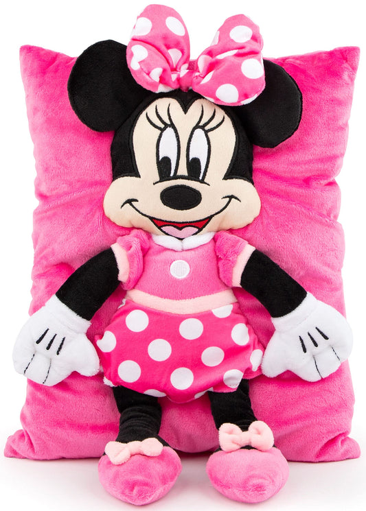 Jay Franco Minnie Mouse 3D Snuggle Pillow side view for playful bedroom decor.
