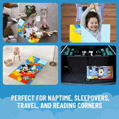 Jay Franco easy-care nap mat and pillow are spot-clean friendly.