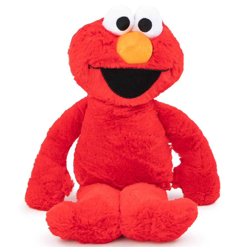 Jay Franco Elmo pillow buddy resting during car ride for comfort.