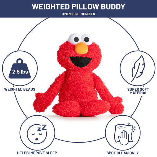 Jay Franco Elmo plush pillow closeup showing soft microfiber texture for snuggling.