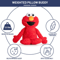Jay Franco Elmo plush pillow closeup showing soft microfiber texture for snuggling.