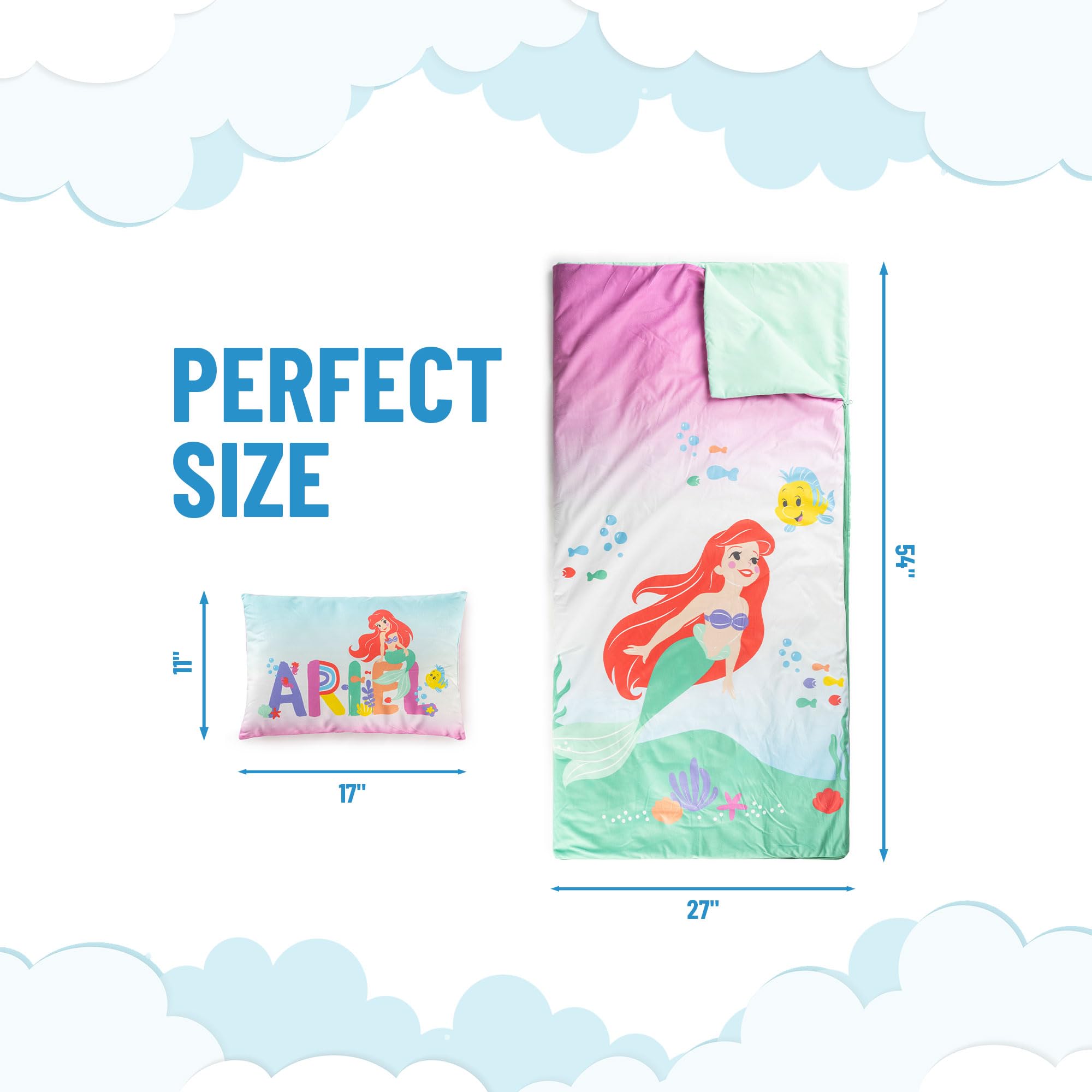 Jay Franco Little Mermaid pillow adds plush support for naps.