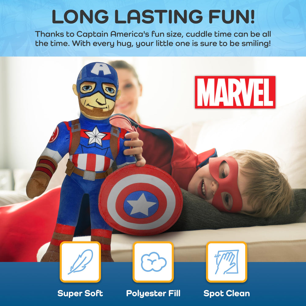 Jay Franco Captain America pillow buddy stitching detail emphasizing quality construction.