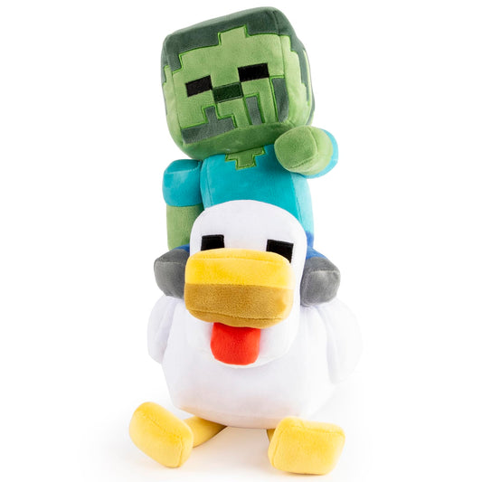 Jay Franco Minecraft Chicken Jockey plush pillow—soft cuddle buddy for bedtime.