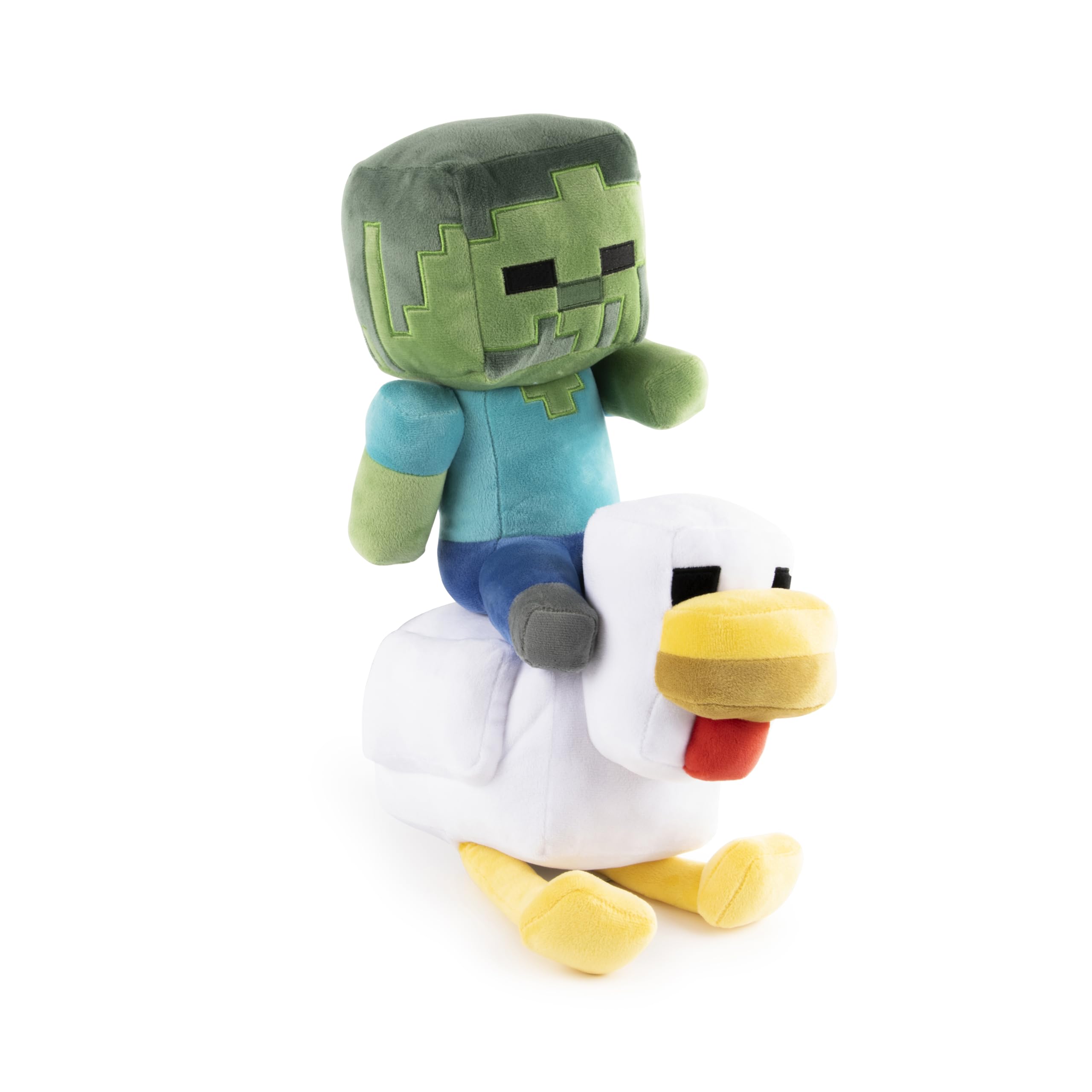 Jay Franco Minecraft Chicken Jockey plush—soft gray decor accent for bedrooms.