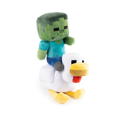Jay Franco Minecraft Chicken Jockey plush—soft gray decor accent for bedrooms.