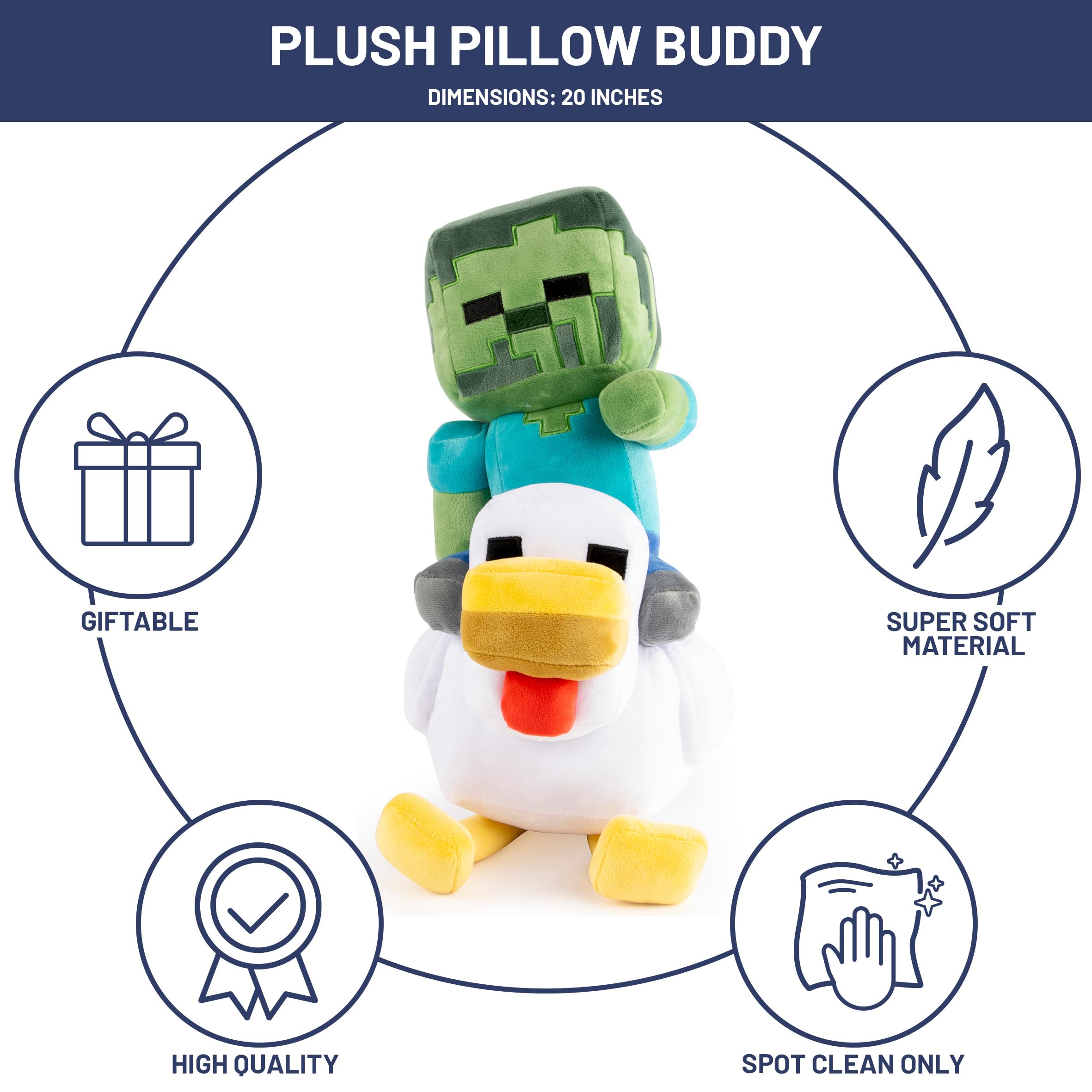 Jay Franco Minecraft Zombie Chicken plush—cozy travel companion for car rides.