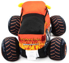 Soft fabric texture and stitching highlighting durable Monster Jam plush quality.