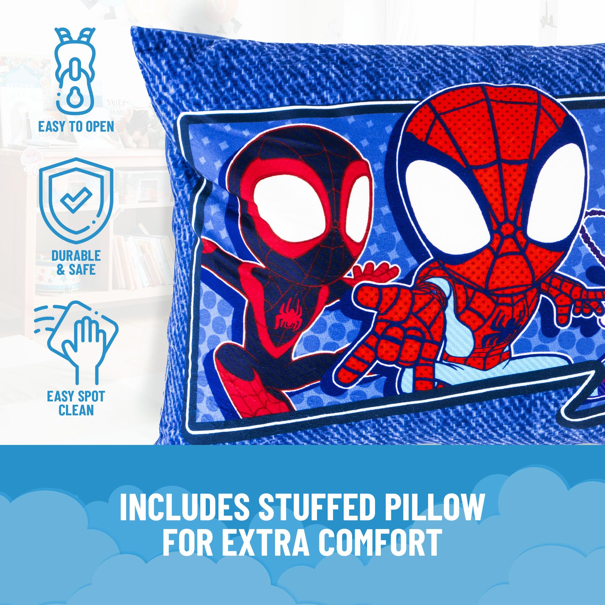 Jay Franco slumber bag zipper closure for secure packing.