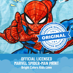 Close-up of Jay Franco Spiderman fabric soft touch material for cozy naps.