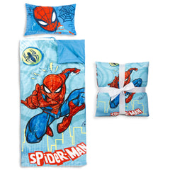 Jay Franco Spiderman slumber bag 54x27 for comfy indoor naps and sleepovers.