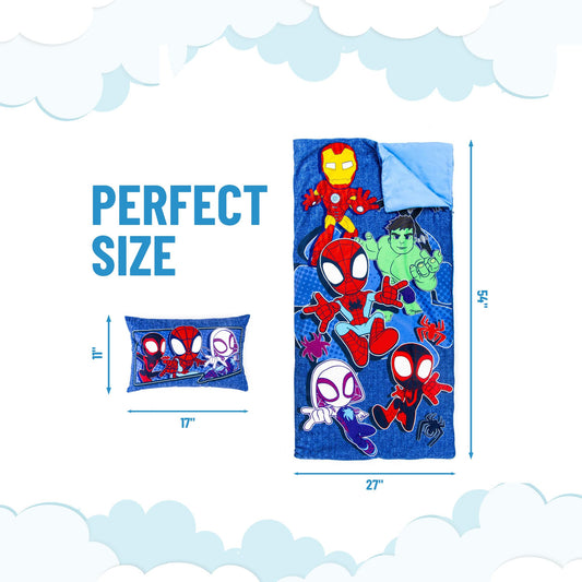 Jay Franco Spidey slumber pillow 17x11 adds extra comfort.