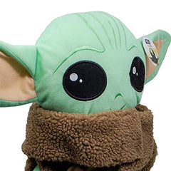 Pillow buddy with Mandalorian styling enhances bed time play and travel comfort.