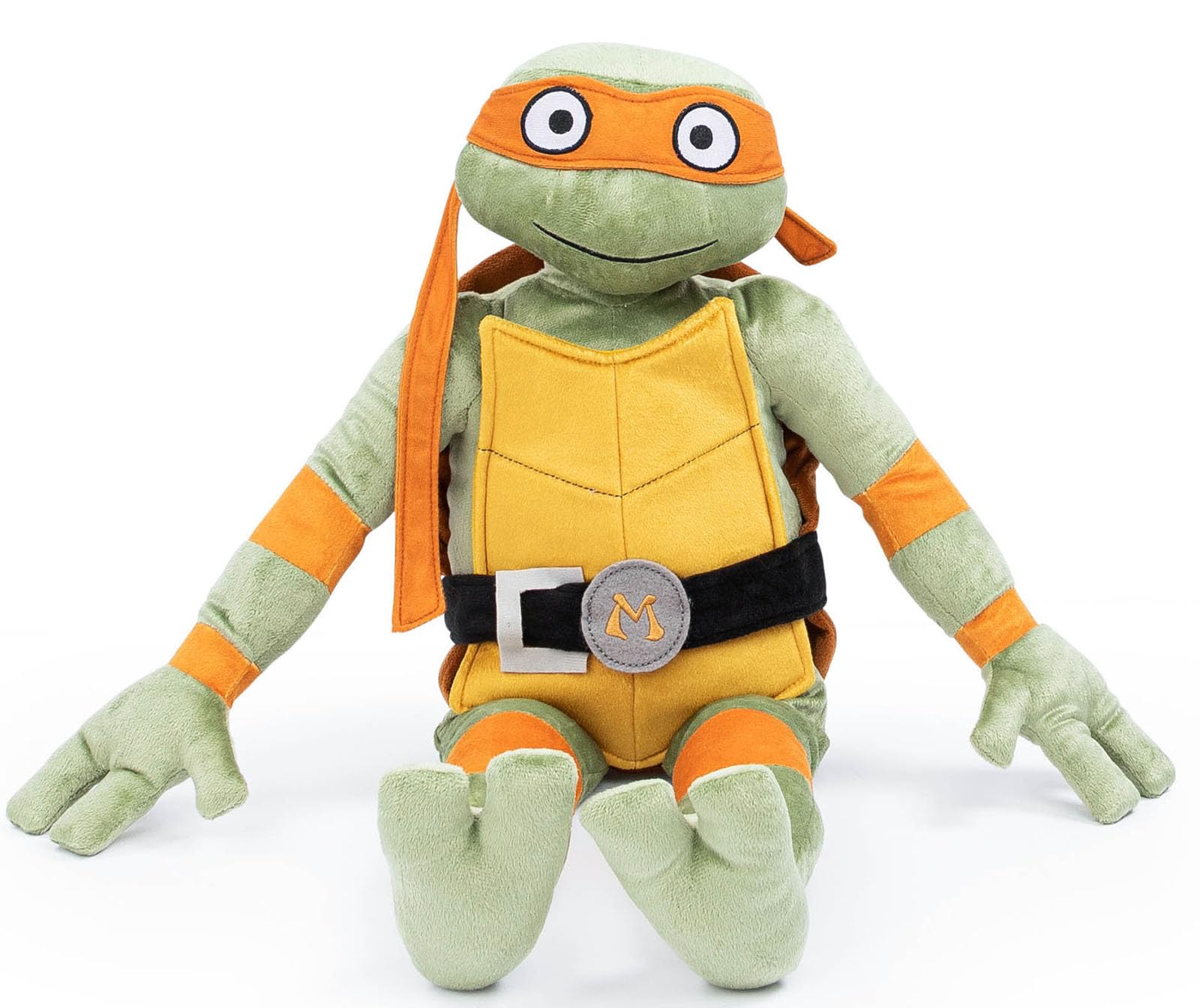 Jay Franco TMNT Michaelangelo plush pillow buddy, 26 inches, ideal for cuddling.