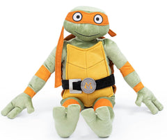 Jay Franco TMNT Michaelangelo plush pillow buddy, 26 inches, ideal for cuddling.