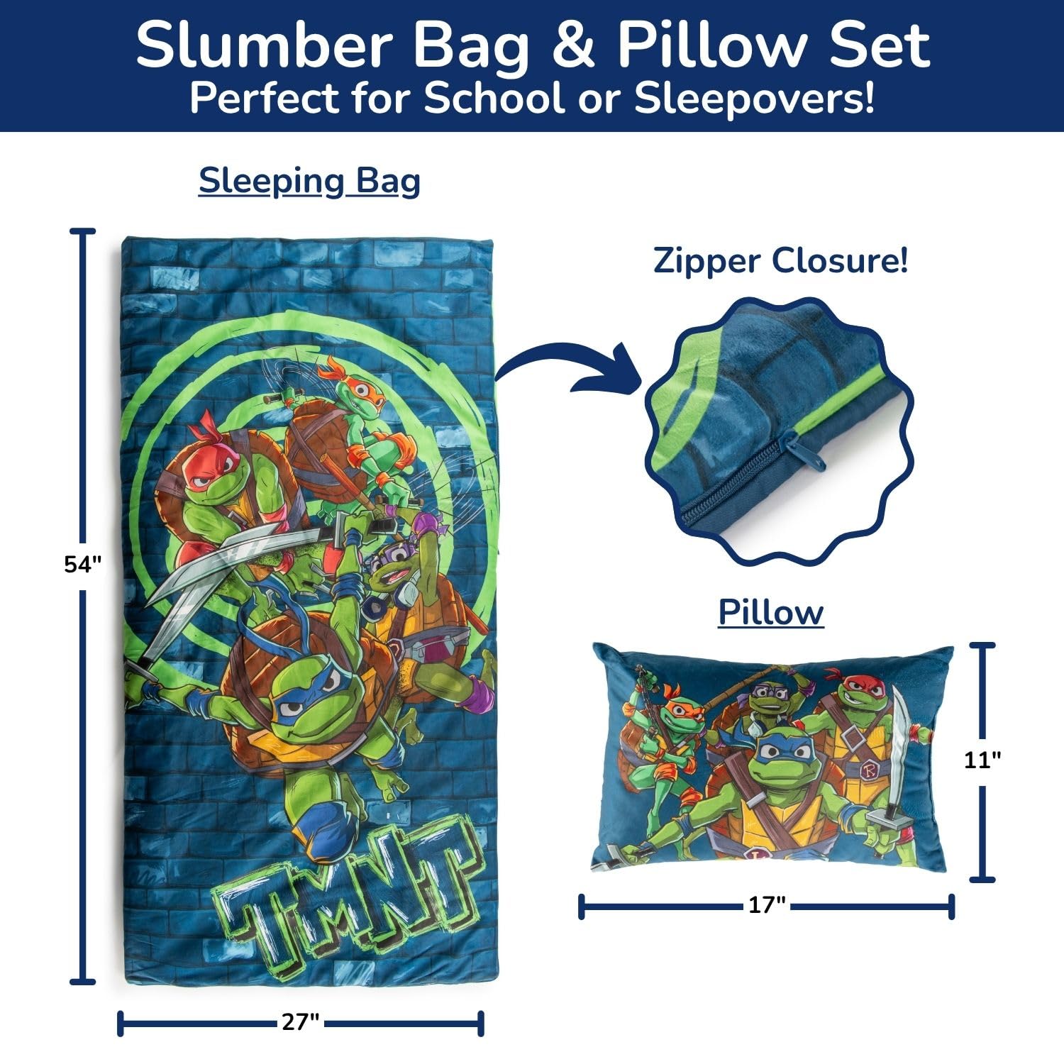 Jay Franco TMNT slumber pillow provides extra neck support for sleepovers.