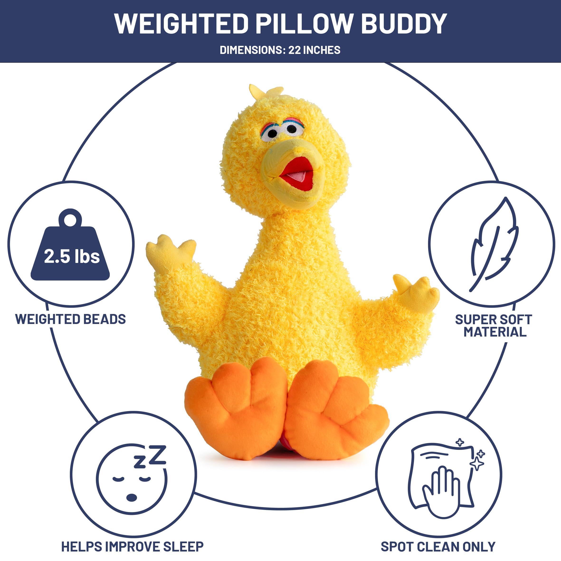 Weighted Big Bird plush by Jay Franco, perfect for calm, comforting moments.