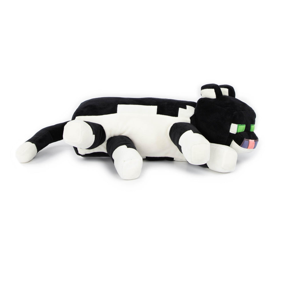 Close-up texture of Jay Franco Minecraft tuxedo cat plush fabric for softness