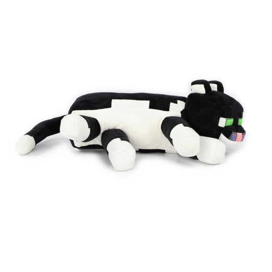 Close-up texture of Jay Franco Minecraft tuxedo cat plush fabric for softness