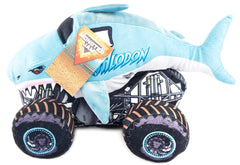 Monster Jam Megalodon pillow in bed as a cozy companion by Jay Franco.