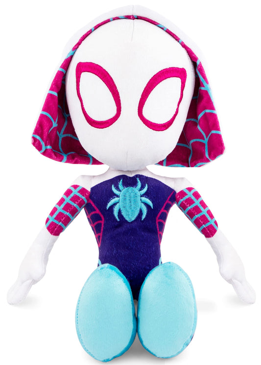 Jay Franco Spidey Gwen pillow buddy side angle highlighting soft microfiber fabric.