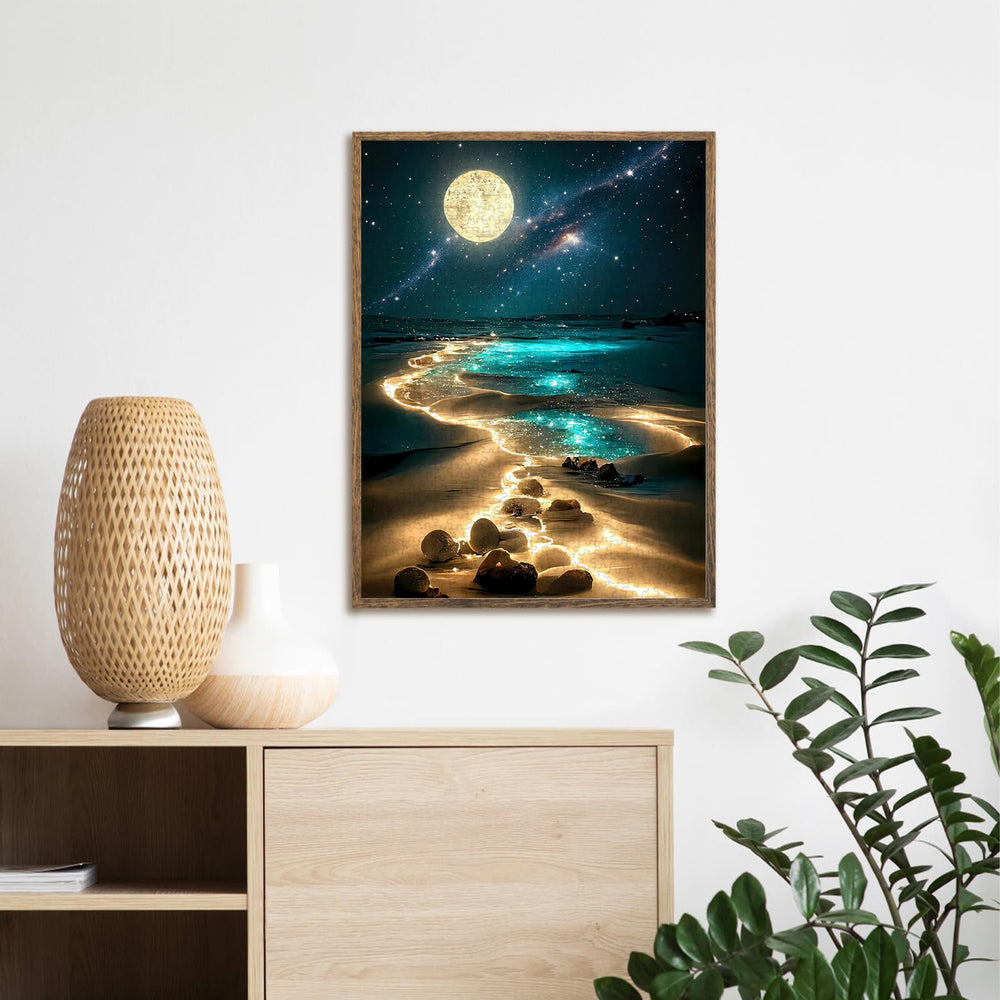 Jazcimdo adult 1000-piece Moonlight puzzle, coast night scene supports mindful focus.