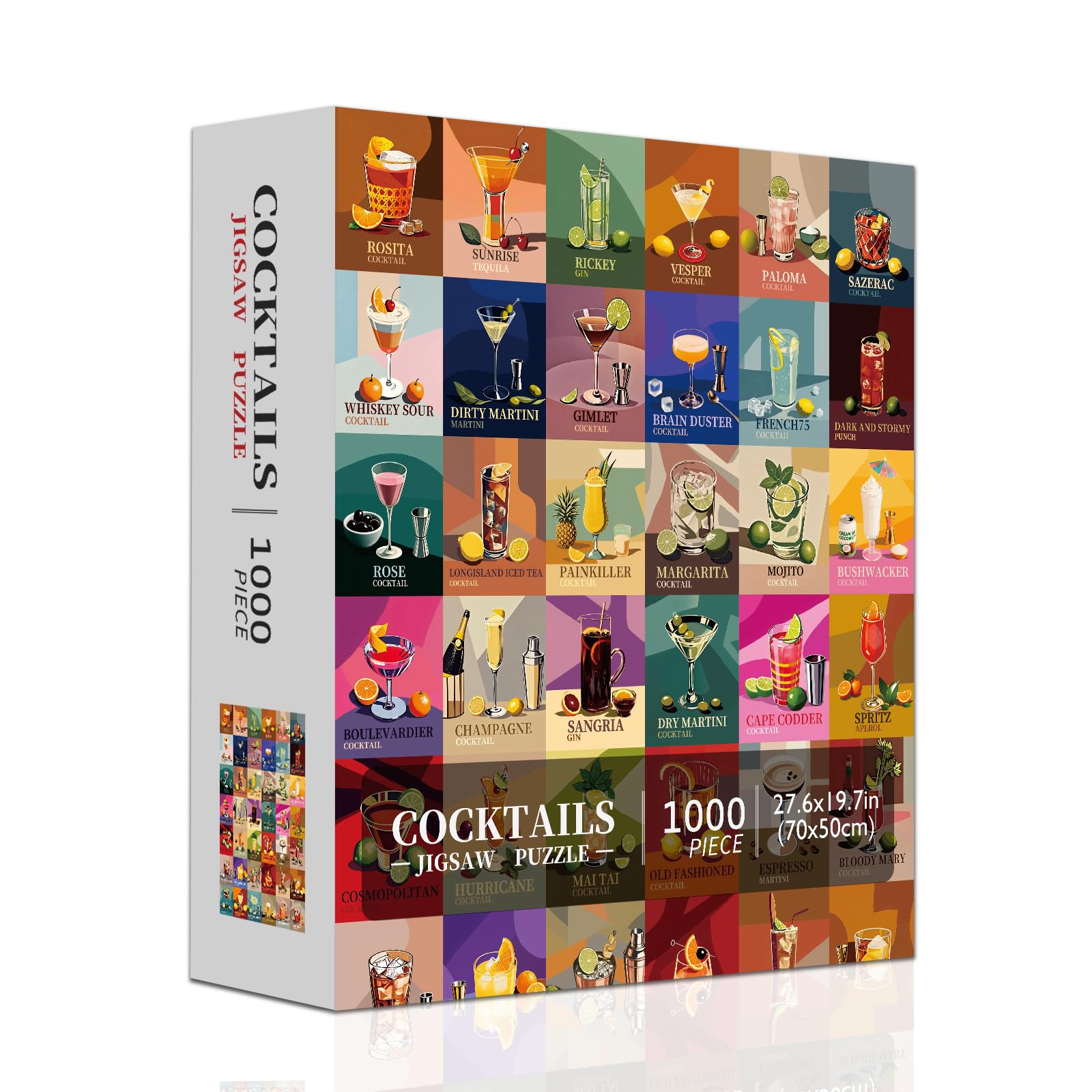 Jazcimdo Cocktail Puzzle 1000-box, sturdy packaging ideal for gifting.
