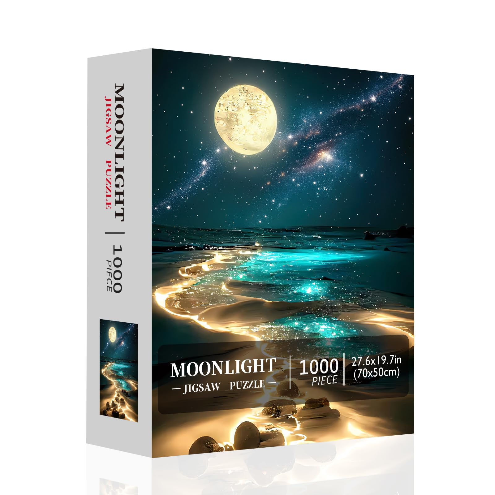Jazcimdo Moonlight Beach scenery puzzle for adults, ideal for framing as wall art.