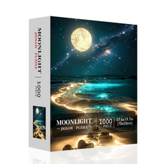 Jazcimdo Moonlight Beach scenery puzzle for adults, ideal for framing as wall art.