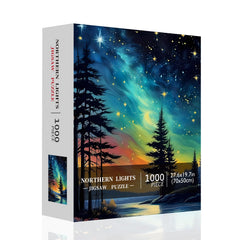 Jazcimdo puzzle box featuring Aurora Borealis landscape artwork