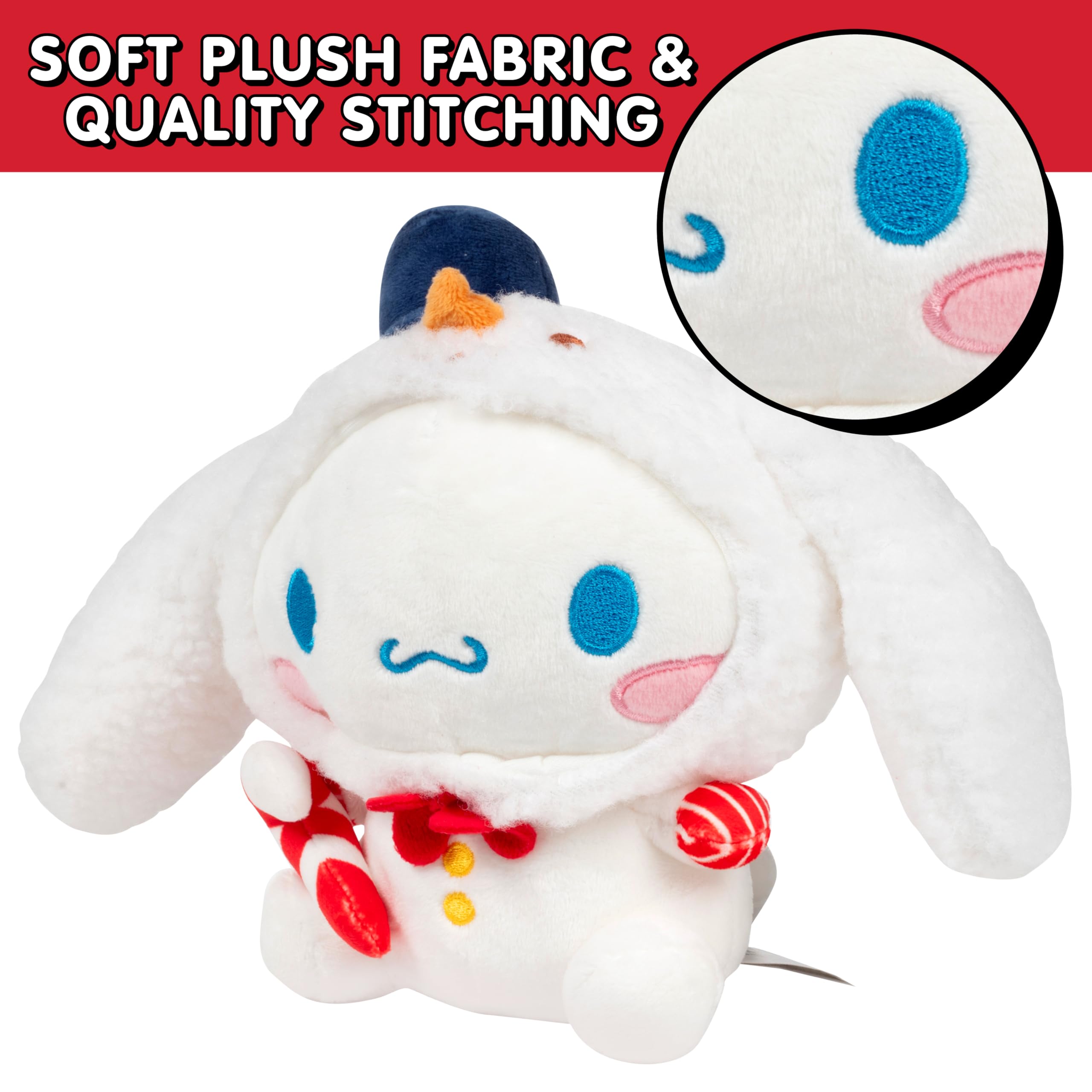 Cinnamoroll festive onsie plush by Jazwares, a cozy seasonal companion