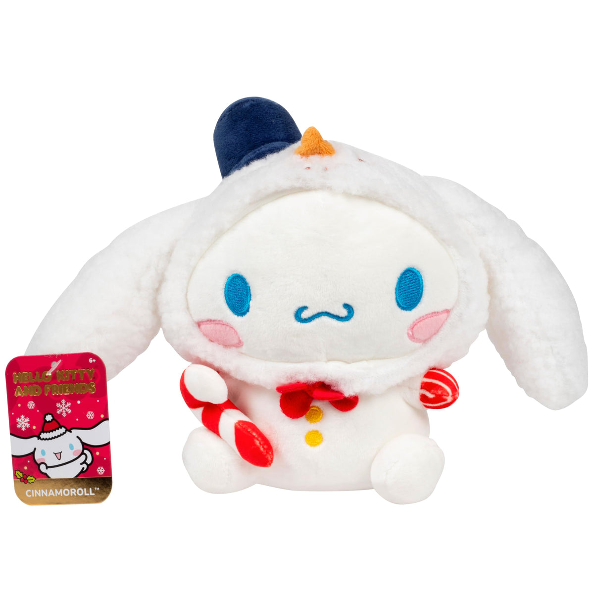 Jazwares Cinnamoroll 8in snowman plush, festive snowman look, perfect holiday cuddle
