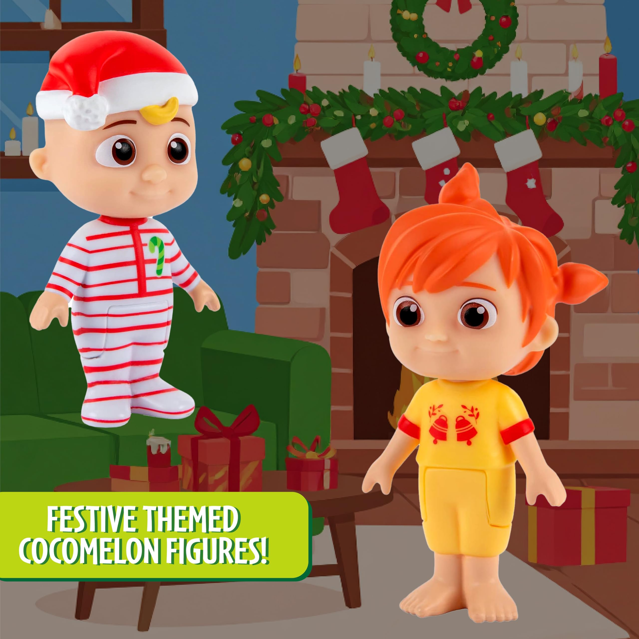 Jazwares CoComelon TomTom in a festive outfit for cooperative play.