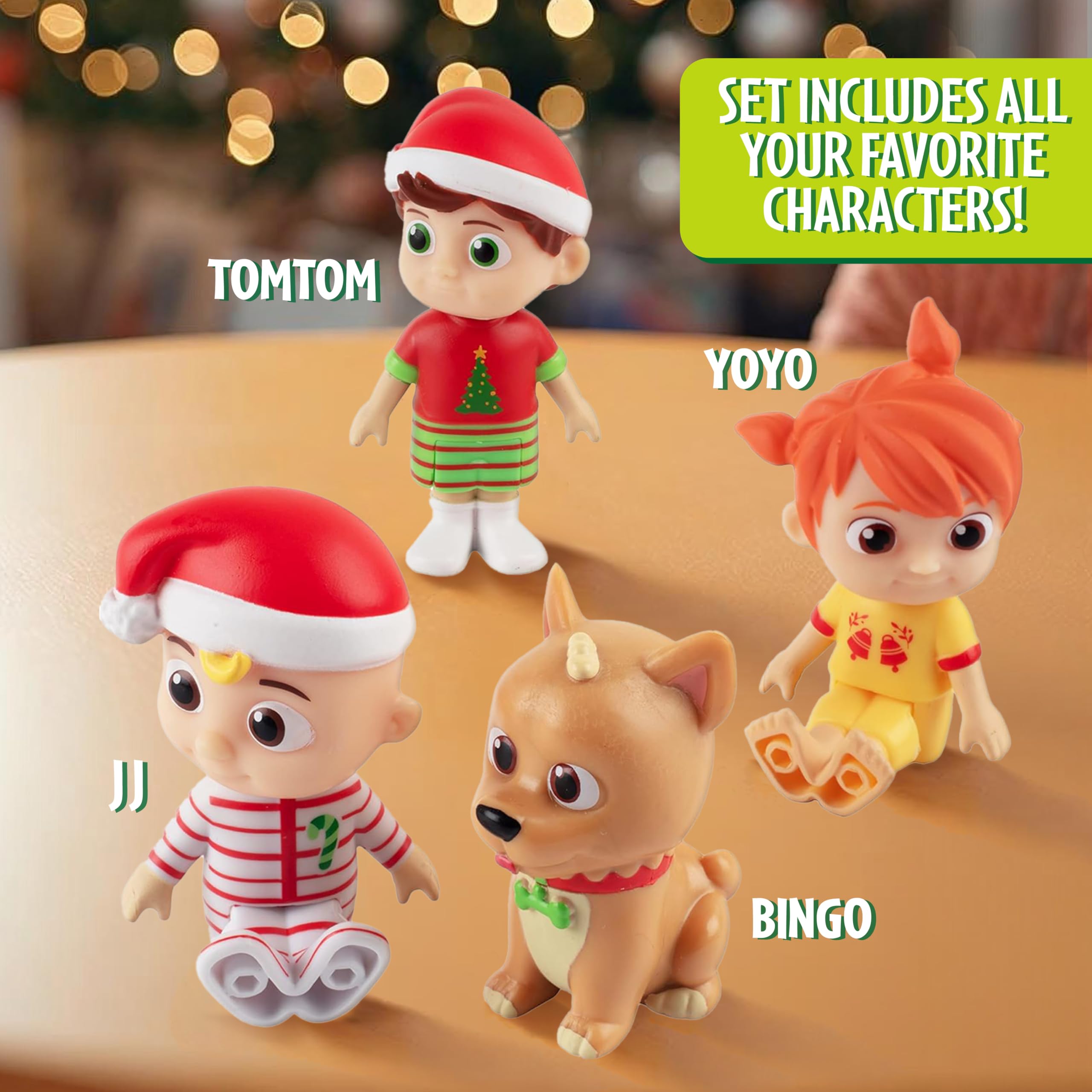 Jazwares CoComelon holiday figure packaging shown for gift-ready display.
