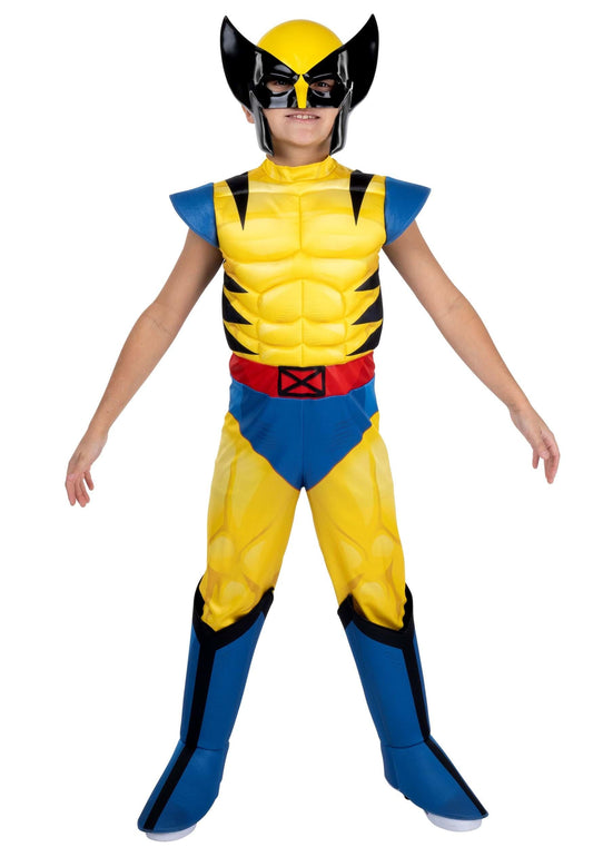 Jazwares Costume Play Marvel Wolverine jumpsuit padded for comfortable, active Halloween play.