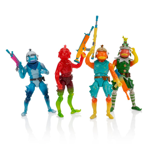 Jazwares Fortnite Frozen Fishstick four-pack packshot for vibrant display and play