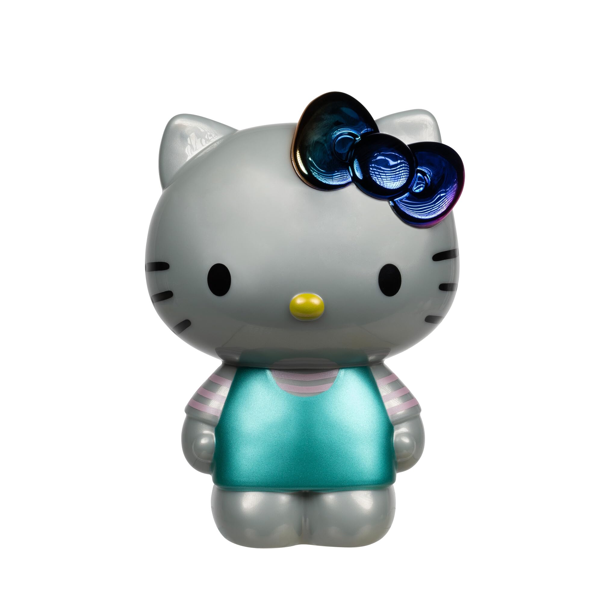 Jazwares Hello Kitty 50th Anniversary figures feature a gold heart bow for distinctive decor.
