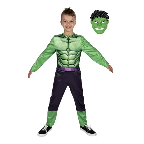 Jazwares Marvel Hulk print design torso for an authentic look.