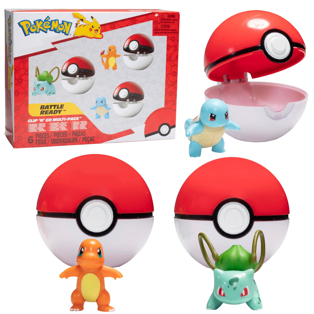Jazwares Pokemon Clip N Go Multipack shows three Poké Balls and figures for action.