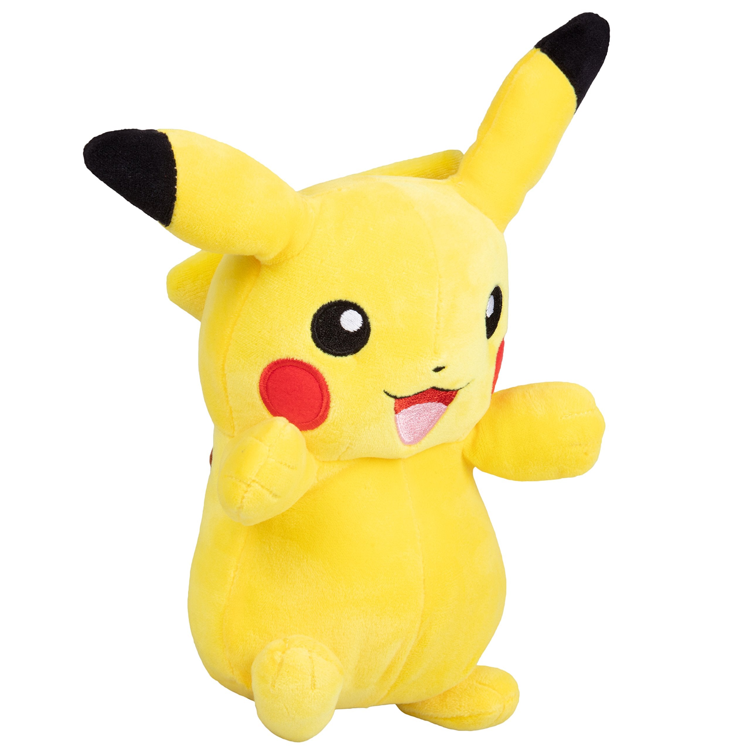 Jazwares Pikachu plush 8-inch – detailed stitching and cheerful expression.