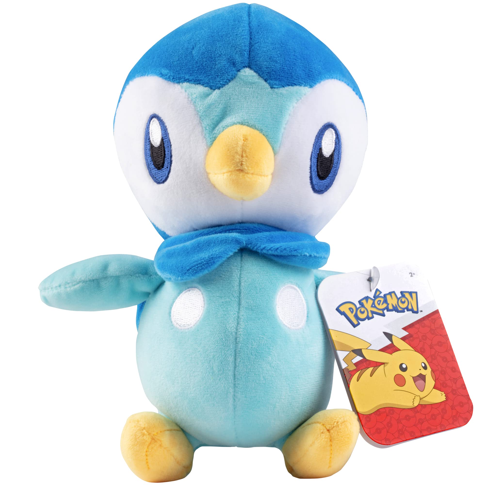Jazwares Pokemon Piplup plush front view shows a soft, cuddly starter figure for cozy playtime.