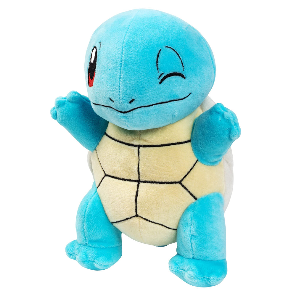 Jazwares Pokemon Squirtle plush wrapped as a gift, stocking stuffer.