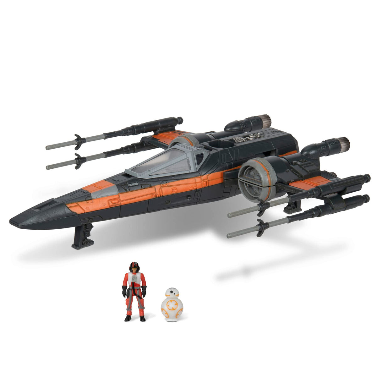 Jazwares Star Wars Micro Galaxy Poe Dameron T-70 X-Wing with open S-foils for dynamic posing.