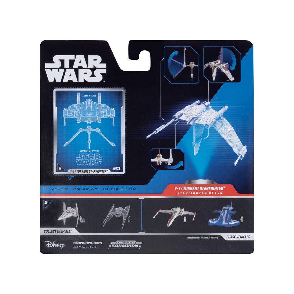 Jazwares Star Wars Micro Galaxy V-19 Torrent retractable landing gear for land-and-fly play
