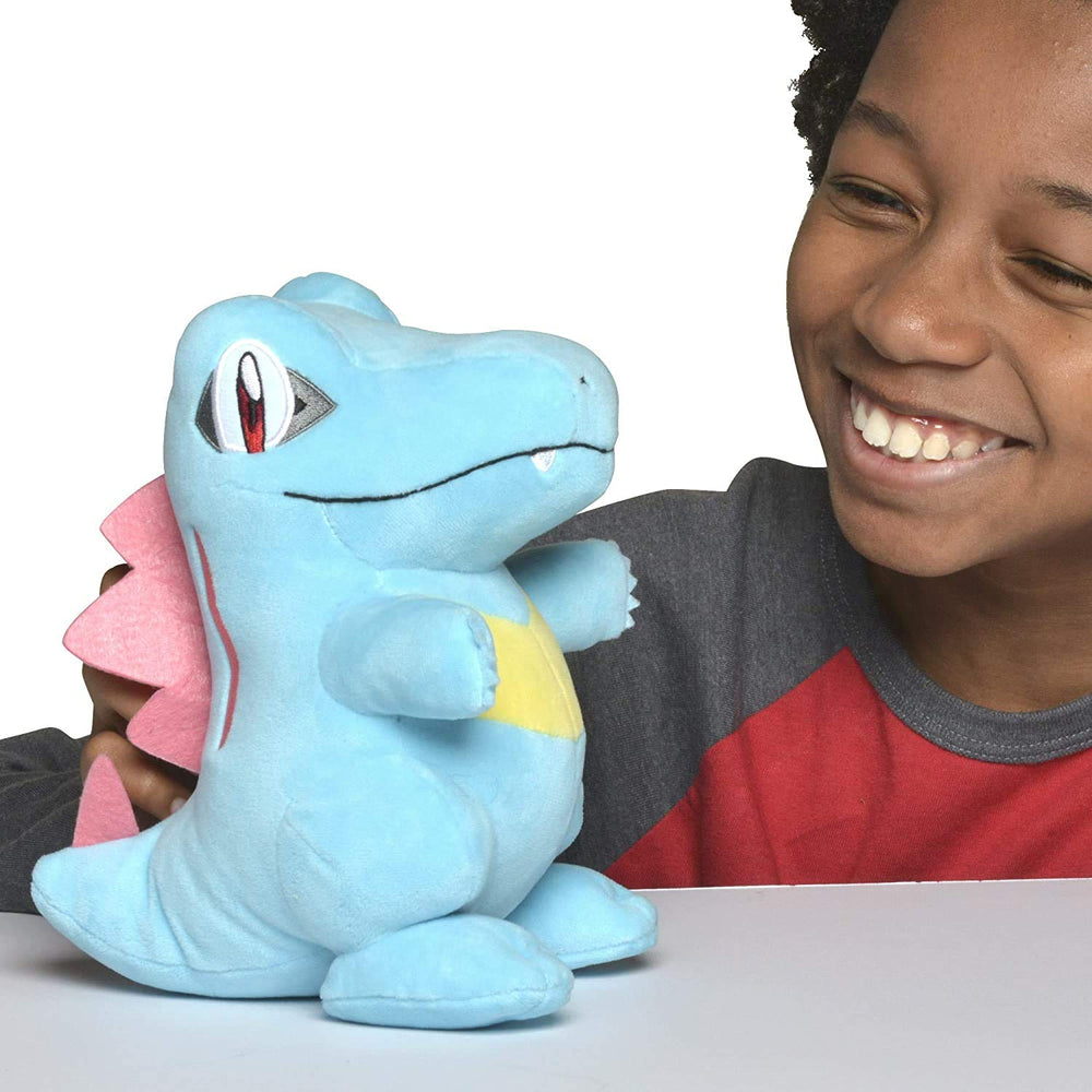 Jazwares Totodile plush full-length, demonstrates compact 8-inch size.