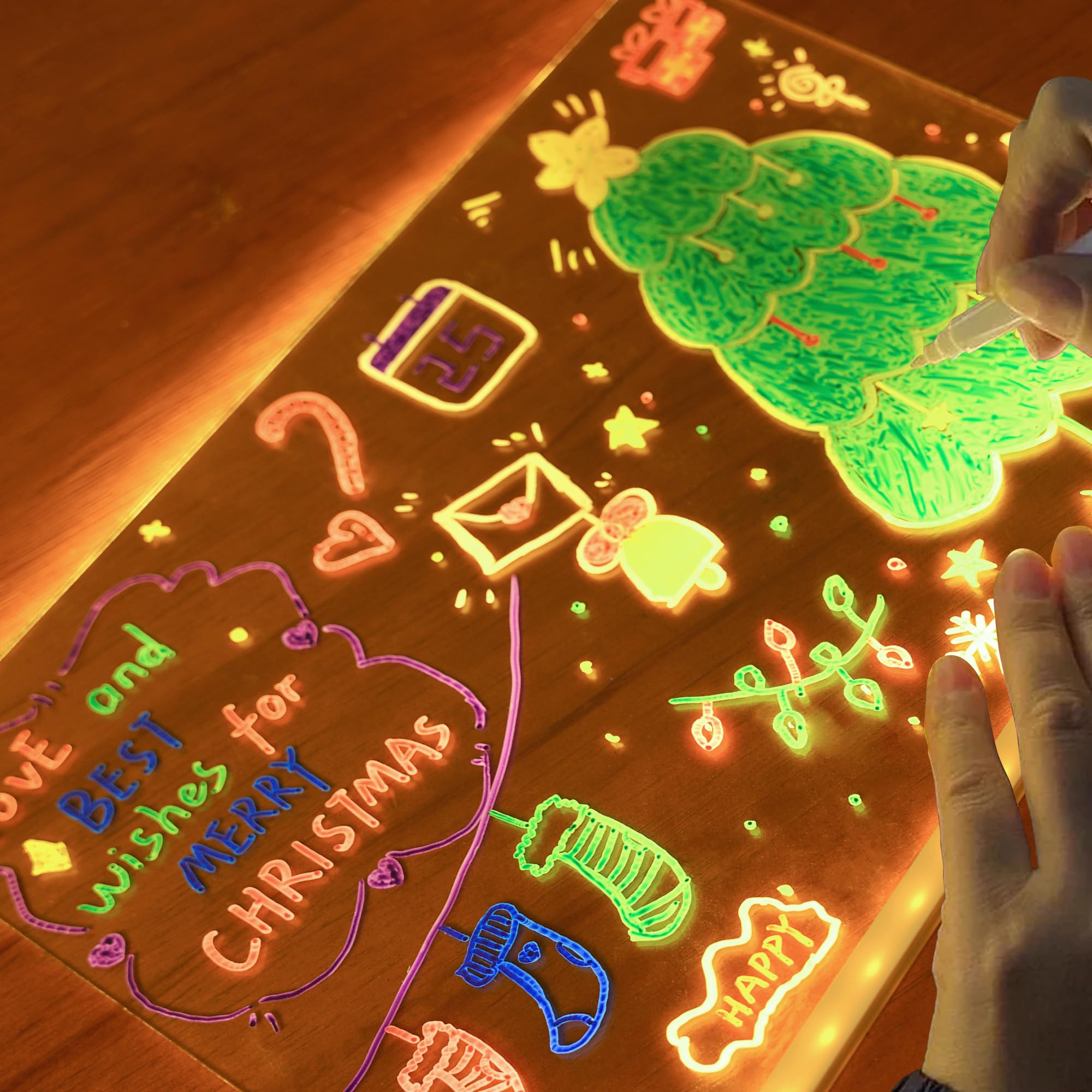 Close view of transparent acrylic writing surface on JBEIY board