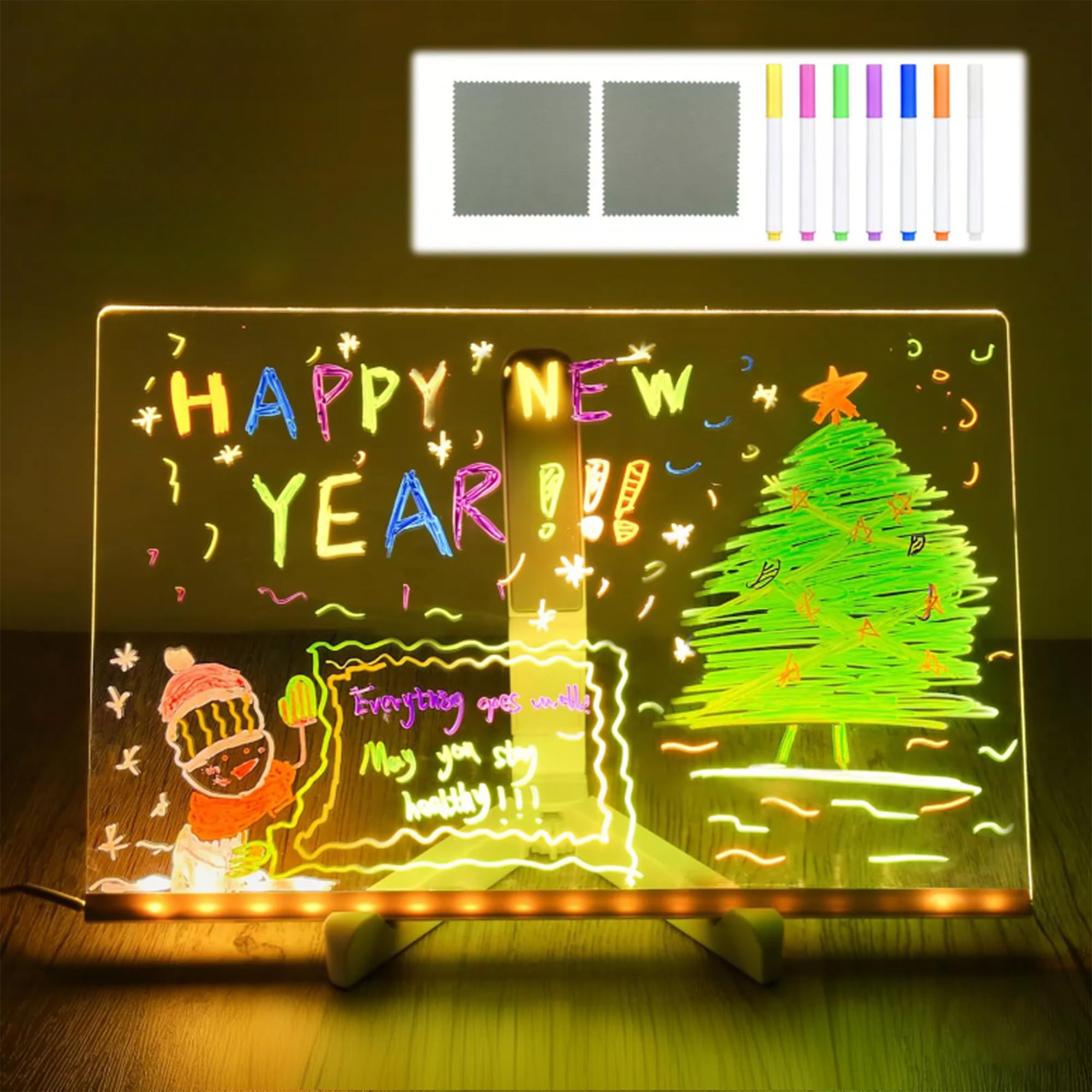 JBEIY LED note board with color glow for nighttime visibility and messaging