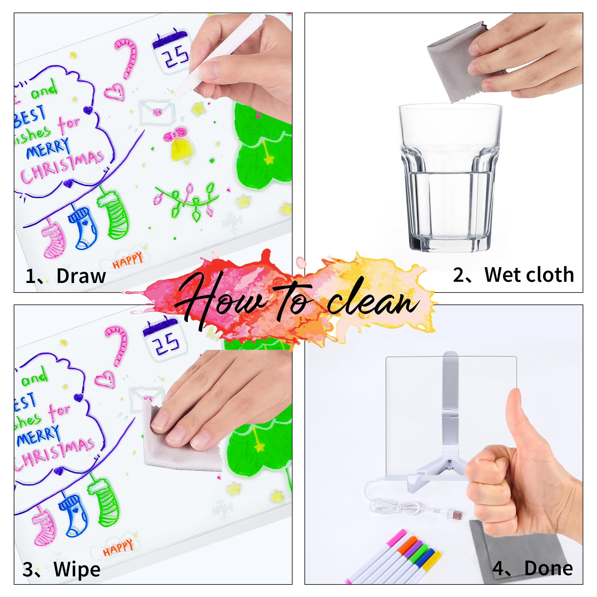 Foldable triangular stand of JBEIY LED note board for stable setup